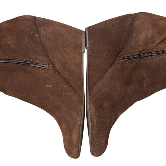 Seychelles Star of The Show Boots 10 Chocolate Suede Wedge Knee High Ruched - Picture 8 of 14